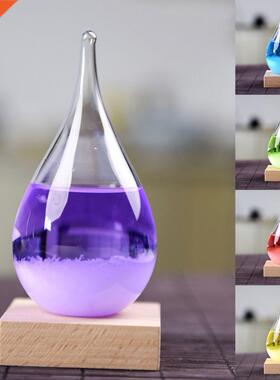 2021 Transparent Droplet Storm Glass with Wooden Bass Home B