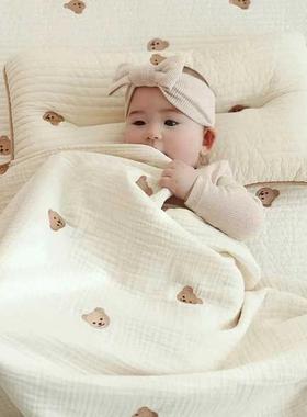MILANCEL Ins Hot Newborn Baby Blanket Korean Bear Embroidery