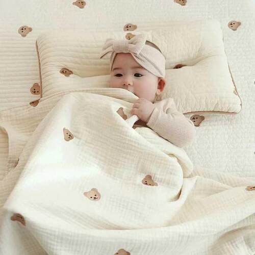 MILANCEL Ins Hot Newborn Baby Blanket Korean Bear Embroidery
