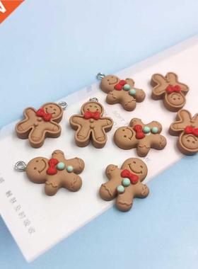10pcs Korea Cute Gingerbread Man Biscuit Pendant Charms Beve