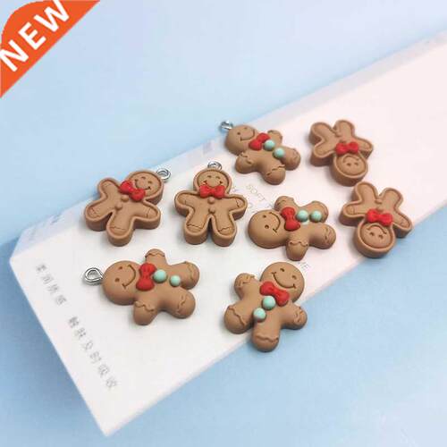 10pcs Korea Cute Gingerbread Man Biscuit Pendant Charms Beve