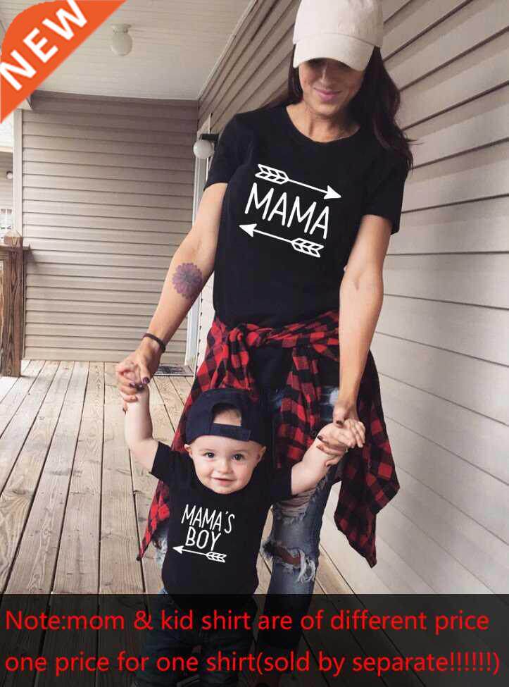 1pcs mommy & me shirts mama and mamas boy mom and son ma