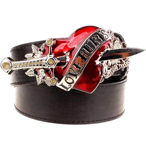 Cool Fashion Leather Belt Heart Arrow Love Hurts Design Punk