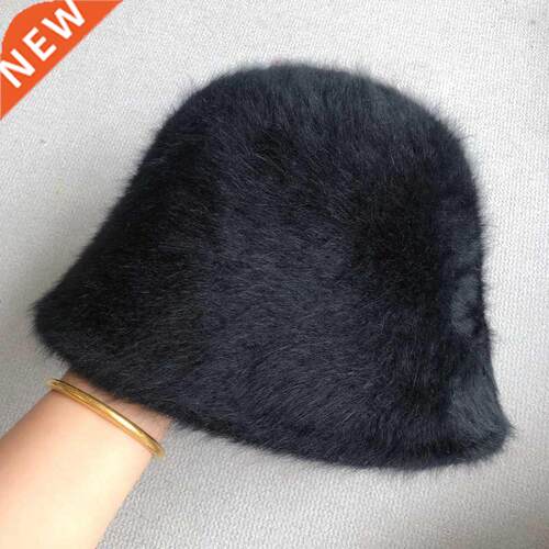 2022 Fashion Winter Women's Solid Color Rabbit Fur Hat Bucke