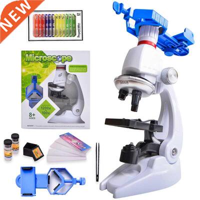 Microscope Kit Lab LED 100X-400X-1200X Home School Science E