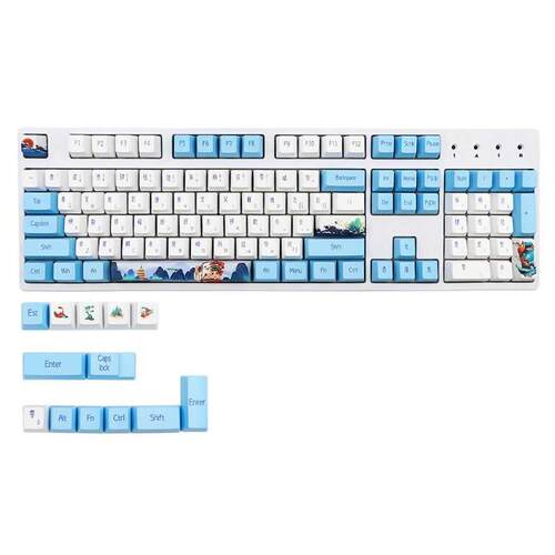 117 Keys Dye Sub Keycap Thick PBT Keyset OEM Profile Blue an