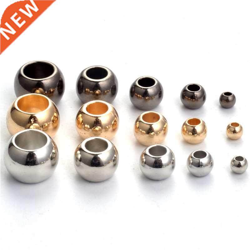 100pcs/lot 4 6 8 10 12 mm B Spacer Beads Gold Color Big Larg