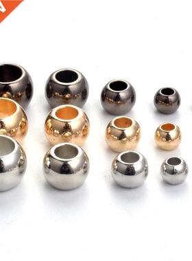 100pcs/lot 4 6 8 10 12 mm B Spacer Beads Gold Color Big Larg