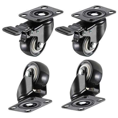 4 Pack 2in Heavy Duty Caster Wheels Polyurethane PU Swivel C