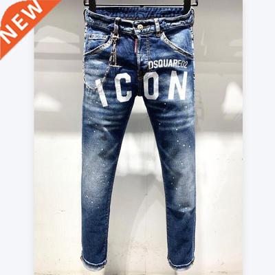 DSQUARED2 Stitching Printing Men's Slim Jeans Straight Leg M