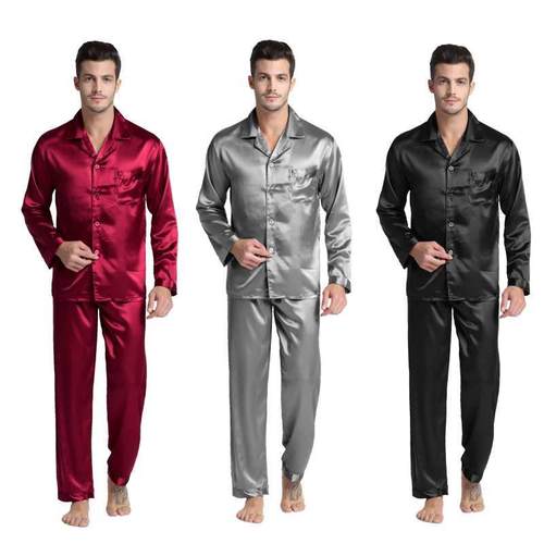 Tony&Candice Men's Stain Silk Pajama Set Men Pajamas