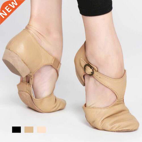 Black Tan Pink Leather Teacher Jazz Dance Sandal Shoes for T