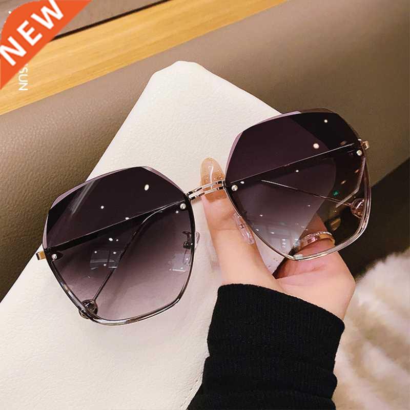 2022 Fashion Women Frameless Sunglasses 无框太阳镜女大脸墨镜
