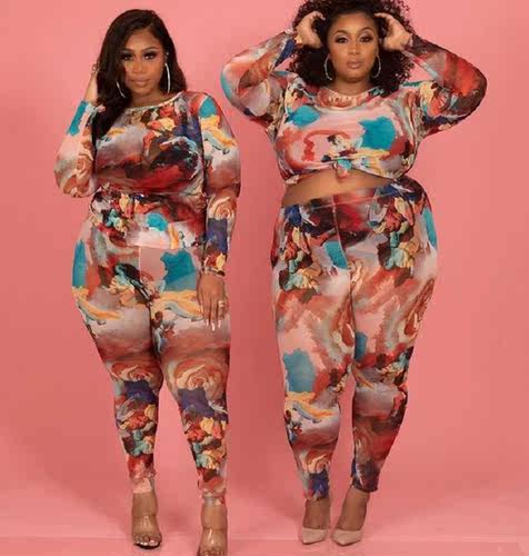 XL-5XL plus size women's fashion print African two-piece set
