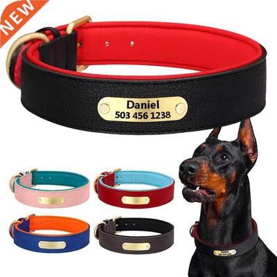 Custom Engraved Dog Collar Leather Padded Dogs Collars With