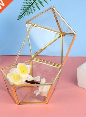 New Flip Top Jewelry Box Gift Box Five Sides Glass Flower