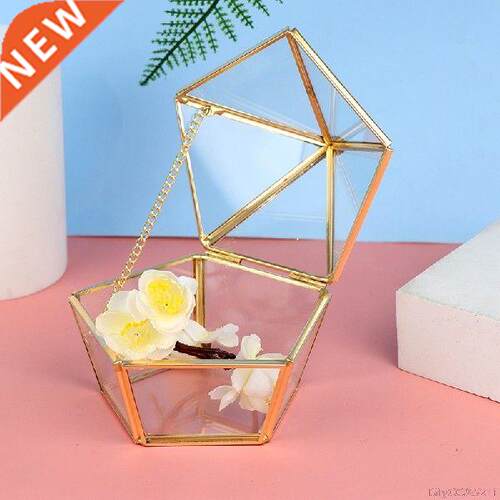 New Flip Top Jewelry Box Gift Box Five Sides Glass Flower