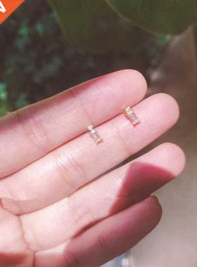 925 Sterling Silver Simple Square Crystal Stud Earrings Wome