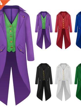 Men's Retro Tailcoat Suit Jacket Gothic Steampunk Long Jacke