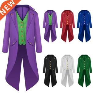 Men's Retro Tailcoat Suit Jacket Gothic Steampunk Long Jacke
