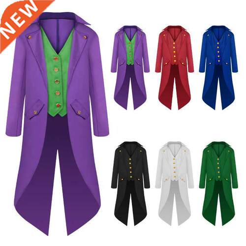 Men's Retro Tailcoat Suit Jacket Gothic Steampunk Long Jacke