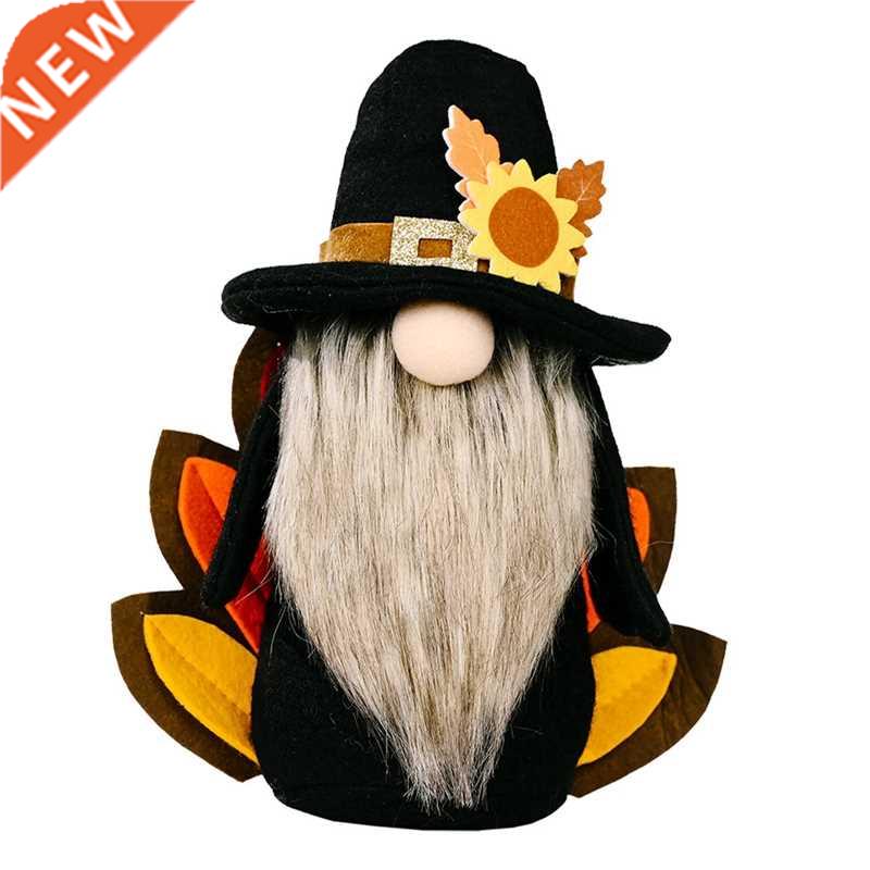 Thanksgvng Festval Turkey Hat Gnome Doll Ornaments Cute D
