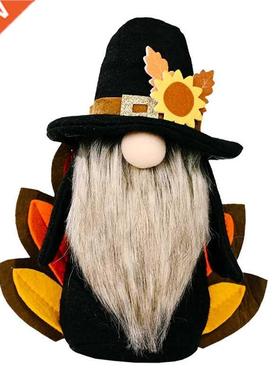 Thanksgvng Festval Turkey Hat Gnome Doll Ornaments Cute D