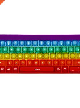 Keyboard Rainbow Push Bubble Popper Fidget Toys Soft Squishy