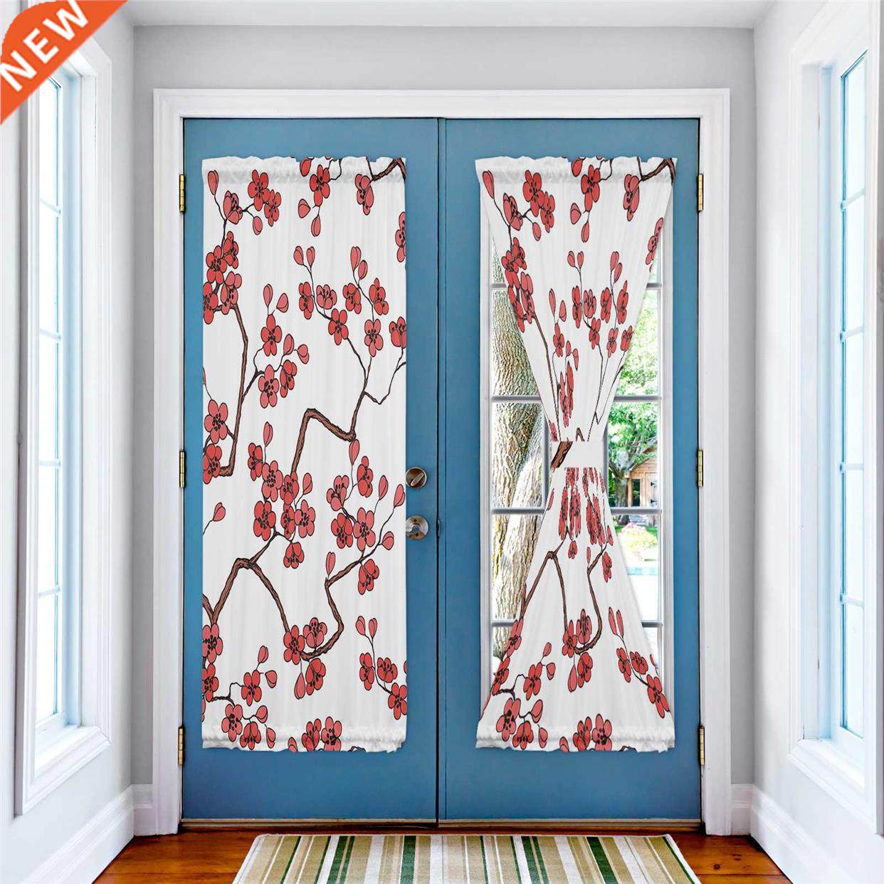 plum blossom flower white door curtains decor home bedroom
