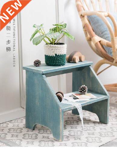 Solid Wood Two-Step Ladder Step Ladder Bay Window Storage