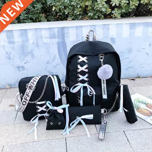 Chain USB Backpack Women 5pcs/set Women Backpack Teenager G