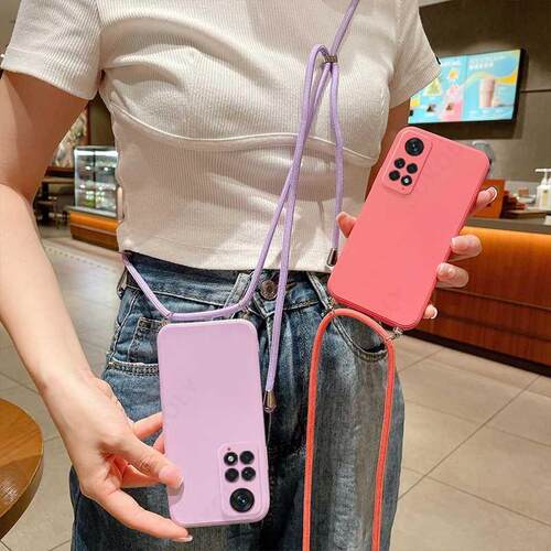 Liquid Silicone Lanyard Case For Redmi Note 11 Pro 10 9 8 Mi