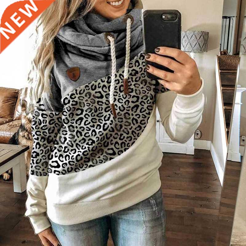 Turtleneck Patchwork Hoodies Women Casual Fashion Long Sleev