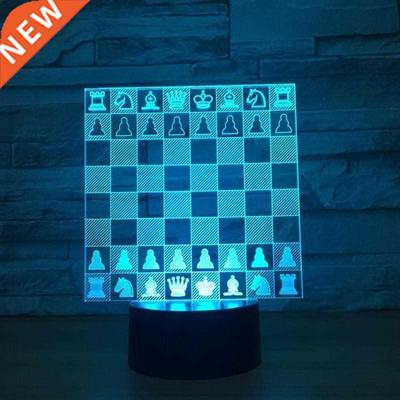 3D Table Desk Lamp Acrylic Chess Board USB Nightlight