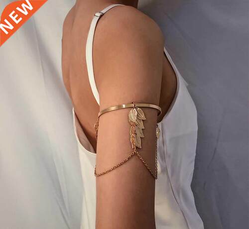 PuRui Bohemian Leaf Charm Upper Arm Bracelet Metal Leaves Ta