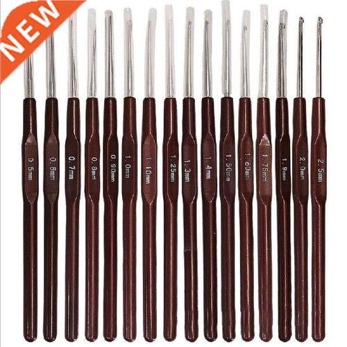 16pcs Plastic Handle Crochet Hooks Handle Knitting Needles