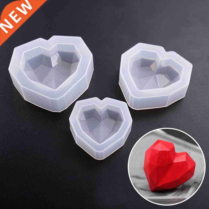 1Pcs 3D Love Heart Design Silicone Cake Mold Diamond Soap Mo