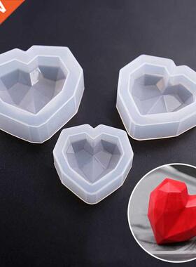 1Pcs 3D Love Heart Design Silicone Cake Mold Diamond Soap Mo