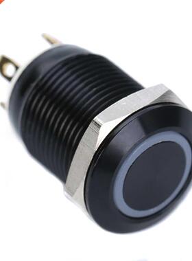 Black Push Button Switch 4 Pin 12mm Hole Hexagonal Led Light
