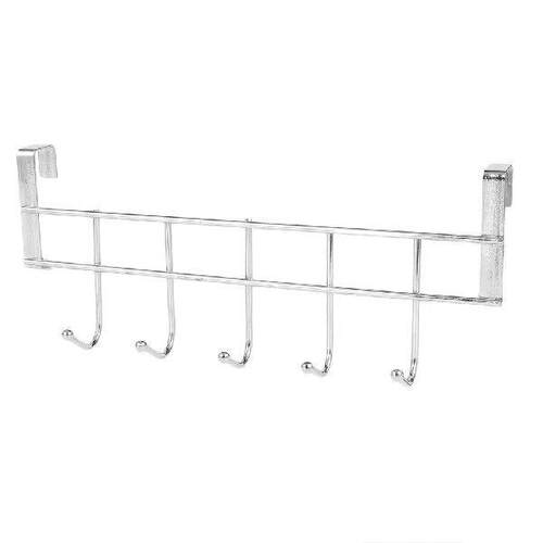 1 pc 5 Hooks Stainless Steel Clothes Hooks Door Bathroom