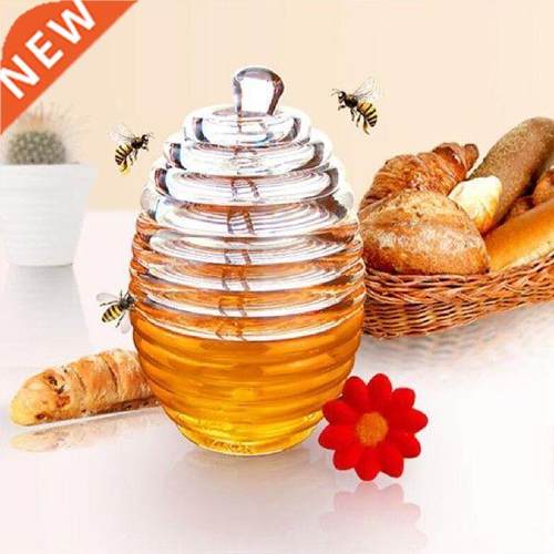 Transparent Honey Jar Pot With Stirring Rod Kitchen Honey