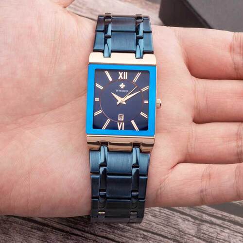 Men Watches Top Brand Luxury WWOOR Gold Black Square Quartz