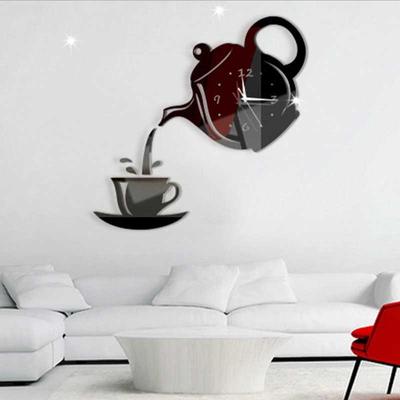 Teapot Wall Clock Watch Mirror Coffee Cup Wall Watch Clocks