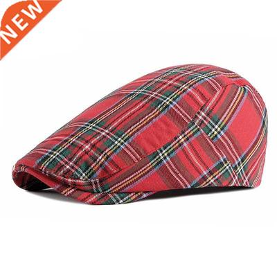 Wuaumx Fashion Fine Stripe Lattice Berets Hat Women Men Spri