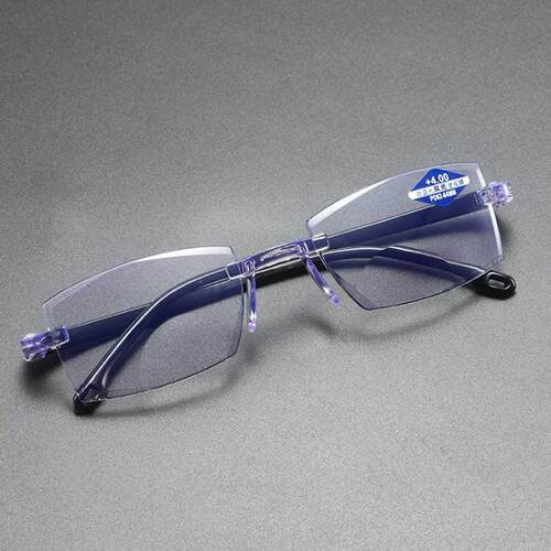1PC 2 yles Ultralight Rimless Reading Glasses Anti Blue Li