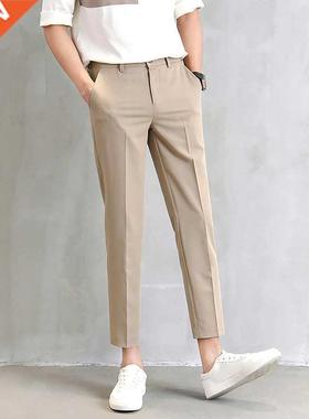 Men's Suit Pants Fashion Slim-Fit Straight Trousers Business