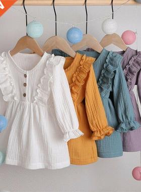 0-5Y Toddler Kids Baby Girl Autumn Dress Ruffles Long Sleeve