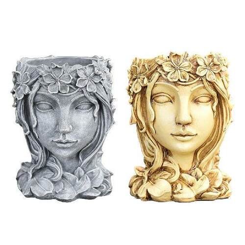 Face Art Sculpture Flower Pot Resin Flowerpot Female Face