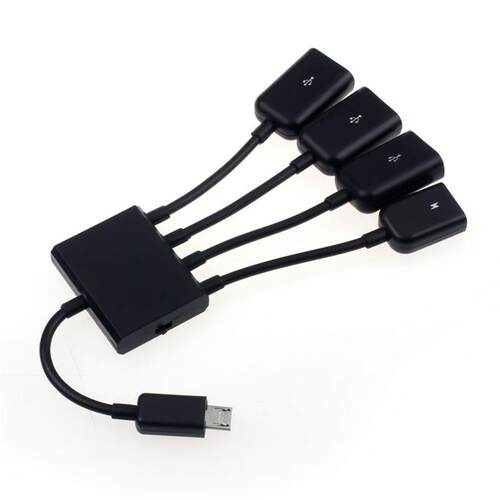 E5 Black 4 Port Micro USB Power Charging OTG HUB Cable For S
