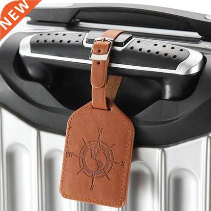 Factory Sales Compass Leather Suitcase Luggage Tag Label Bag